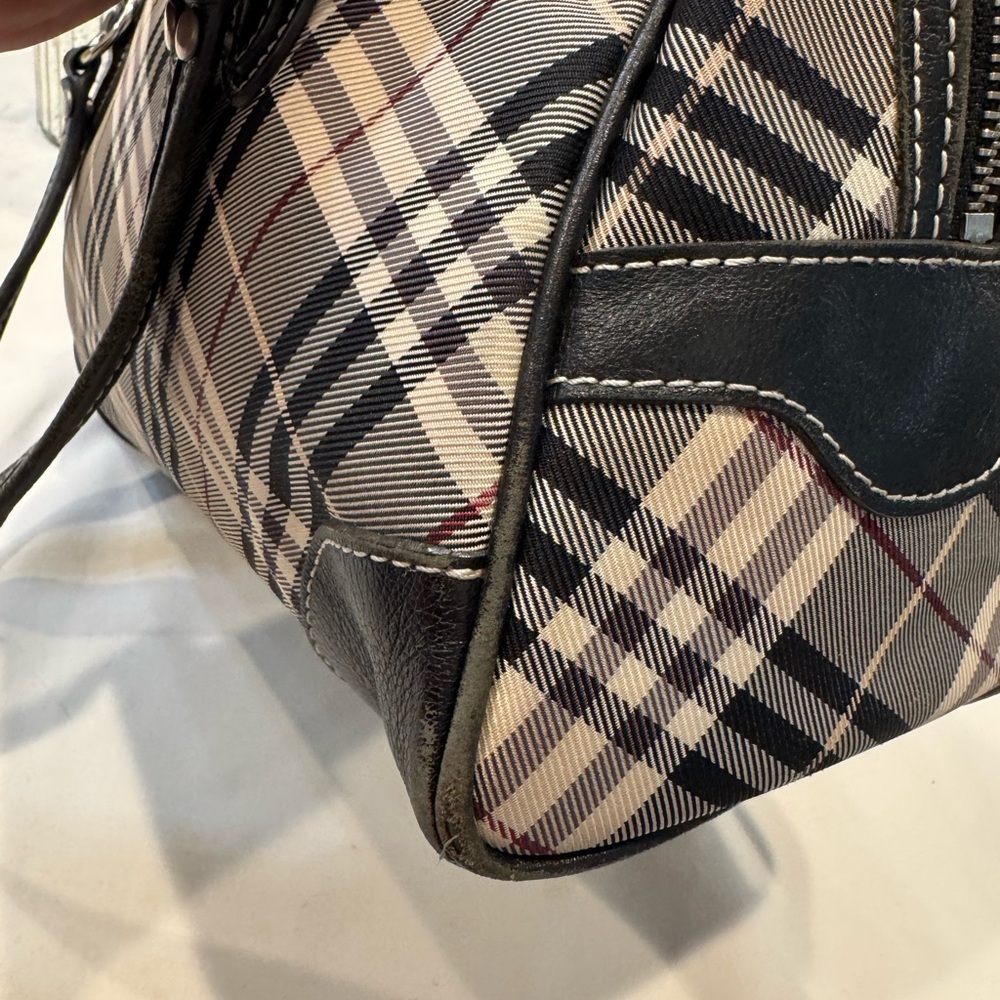 Authentic Burberry Blue Label Plaid Handbag with Black Accents - Picture 12 of 16